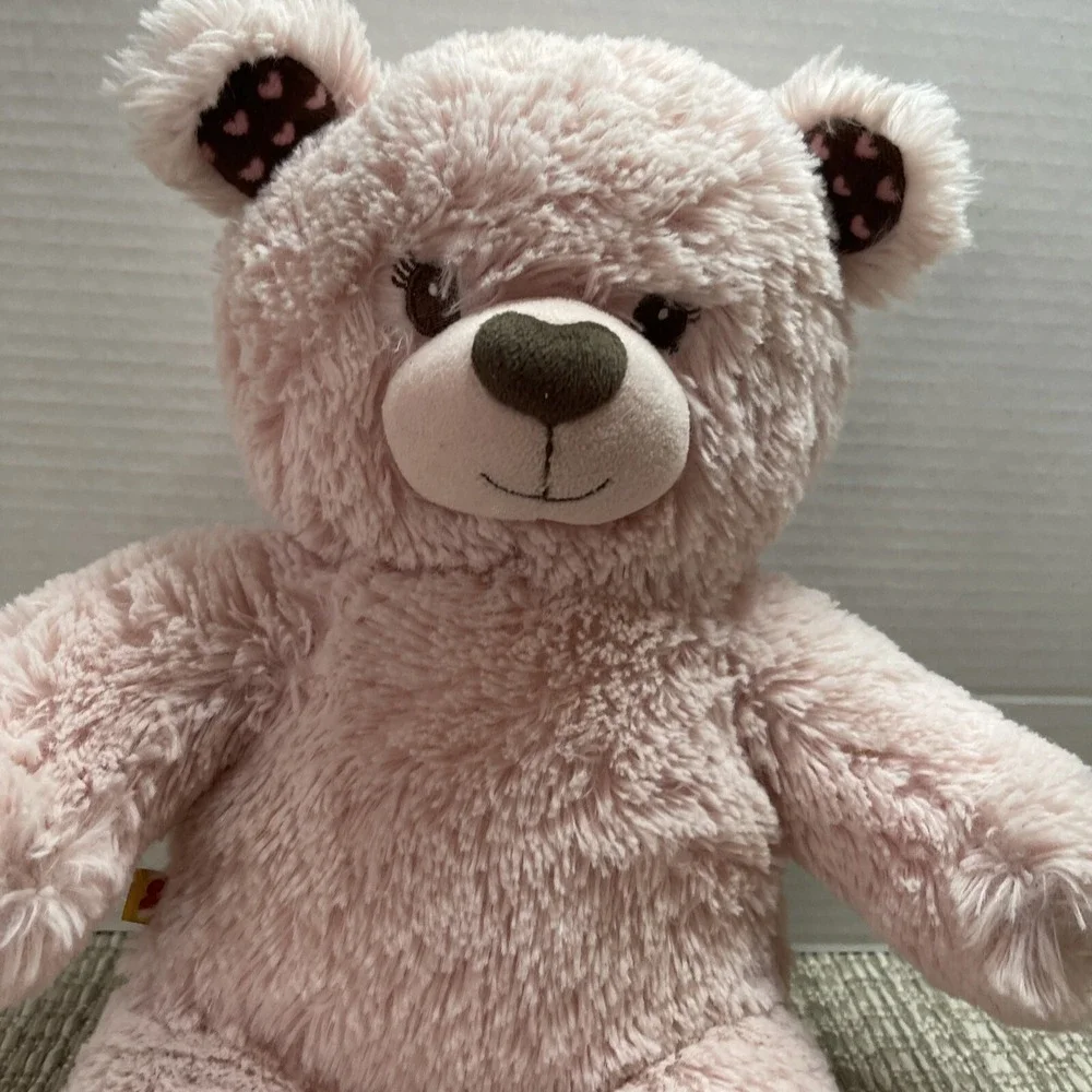 Build A Bear Pink Plush Teddy‎ Bear with Heart Accents on Feet and Ears